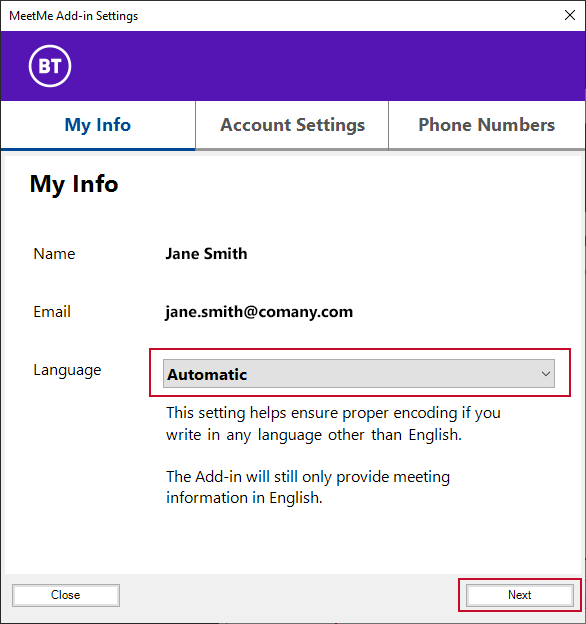 BT MeetMe addin for Outlook BT for global business